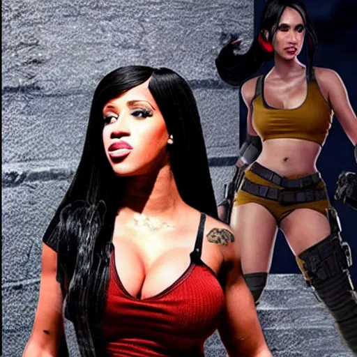 Image similar to cardi b as lara croft