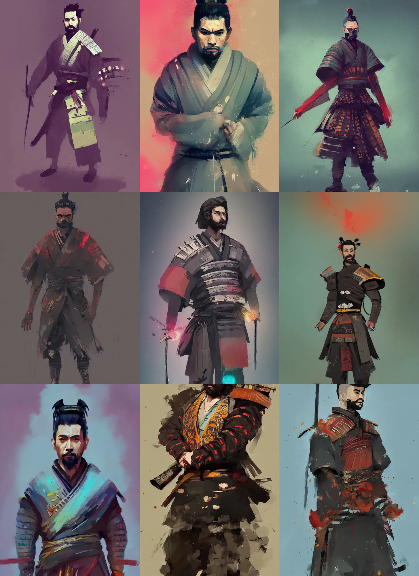 Prompt: a beautiful digital painting art of a full body portrait of a male samurai, artwork by ismail inceoglu, trending on artstation