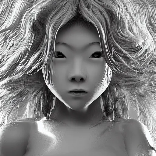 Image similar to birth / rebirth ( rebirth / rb ), in the style of hiroya oku and riyoko ikeda, black and white, photorealistic, epic, super technical, 3 d render