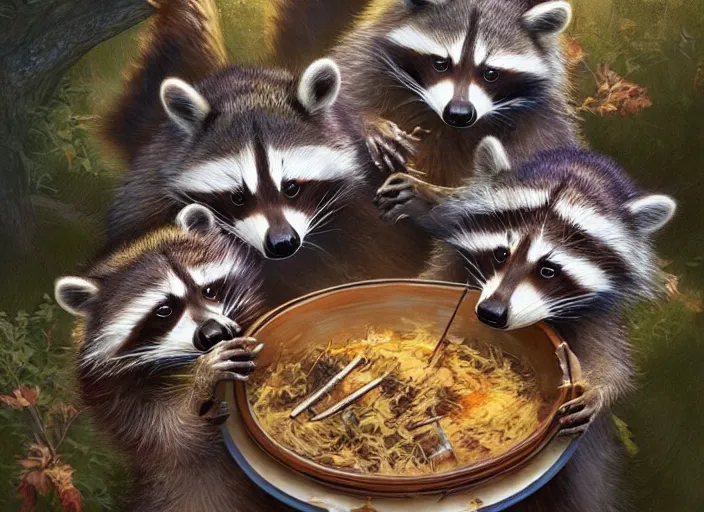 a raccoon festival in a quaint town, raccoons eating, | Stable Diffusion |  OpenArt