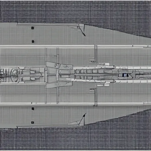 Image similar to technical blueprint of a star wars star destroyer
