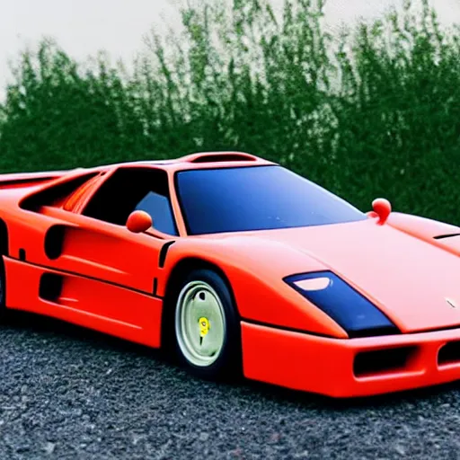 Prompt: a ferrari f 4 0 made of clay, claymation