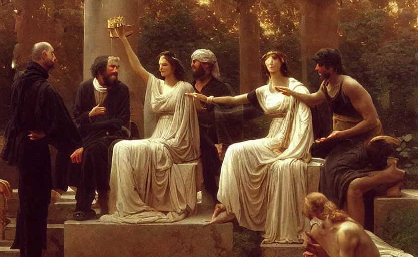 Prompt: steve jobs unveils the iphone to the roman empire in the first century by pierre auguste cot and delphin enjolras and daniel f. gerhartz