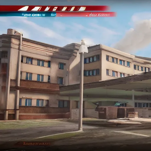 Prompt: destroyed hospital unreal engine game detailed