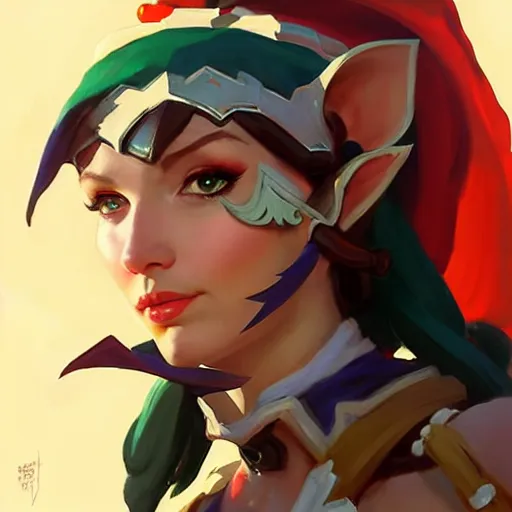 Image similar to Greg Manchess portrait painting of elf warrior priestess as Overwatch character, wacky, medium shot, asymmetrical, profile picture, Organic Painting, sunny day, Matte Painting, bold shapes, hard edges, street art, trending on artstation, by Huang Guangjian and Gil Elvgren and Sachin Teng
