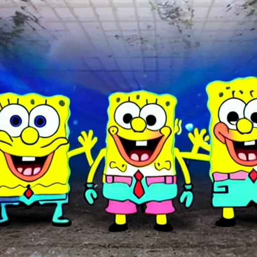 Prompt: spongebob at a rave