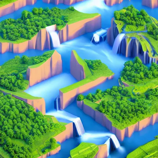 Image similar to low poly art of new york surrounded by waterfalls on a floating island in the sky, isometric art, 3d render, ray tracing, high detail, artstation, concept art, behance, smooth, sharp focus, ethereal lighting, unreal engine 5