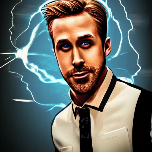 Prompt: Portrait of Ryan Gosling as Sonic the Hedgehog, studio lighting, model, HDR, 24MP, trending on artstation