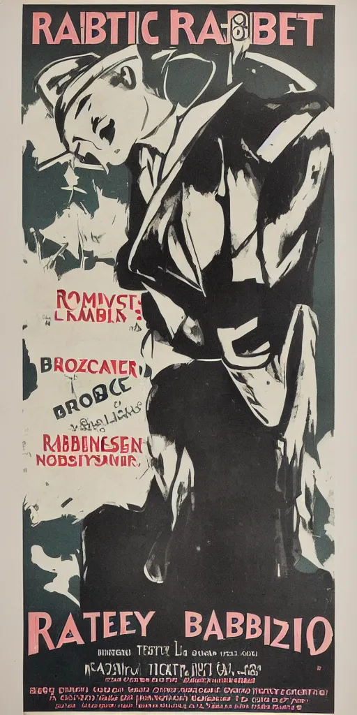 Image similar to a 1 9 2 0 s poster advertising the amazing rabbit, breakout artist