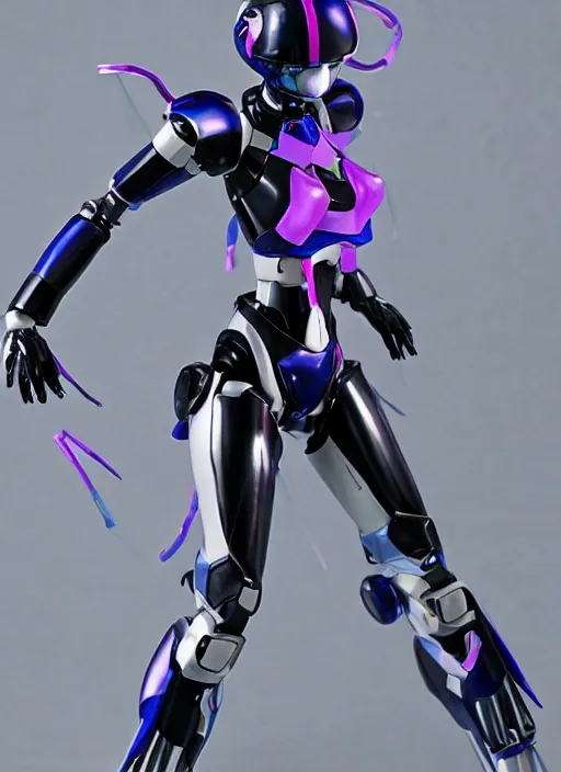 Image similar to Girl in mecha cyber Armor, portrait of the action figure of a girl, with bare legs，in the style of NEON GENESIS EVANGELION，anime figure，full body