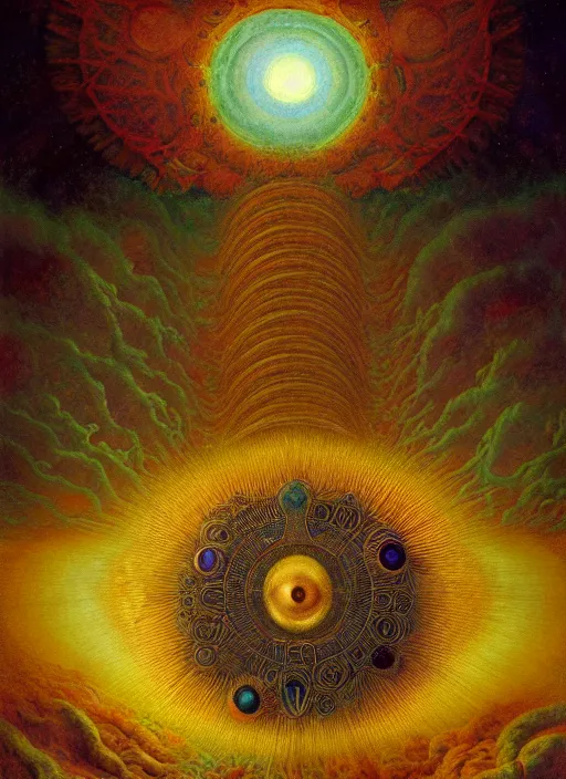 Image similar to antediluvian occult cosmology, panspermia, by robert hooke and ernst haeckel and agostino arrivabene and joaquin sorolla, rule of thirds, vivid colours, atmospheric, digital painting, artstation, concept art, smooth, sharp focus, negative space, illustration, digital painting