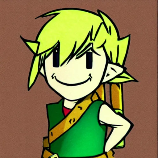 Image similar to Link from Zelda drawn in the style of Paper Mario