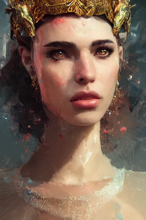 Image similar to trojan princess, gorgeous, close-up portrait, intricate, elegant, volumetric lighting, scenery, digital painting, highly detailed, artstation, sharp focus, illustration, concept art, ruan jia, steve mccurry