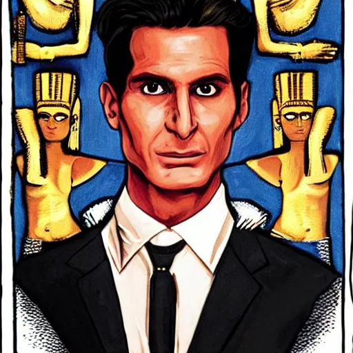 Prompt: Patrick Bateman as an egyptian Pharaoh