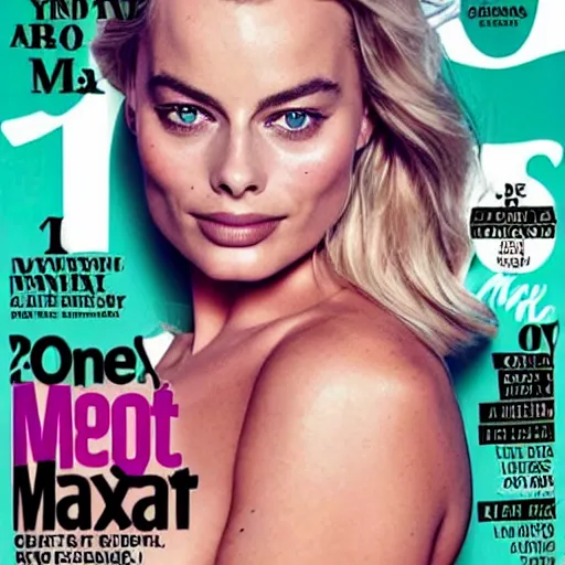 margot robbie in a work dress on the cover of maxim