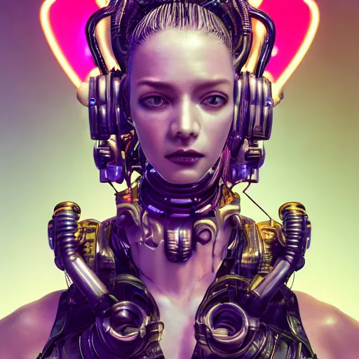 Image similar to the portrait of an absurdly beautiful, graceful, sophisticated, fashionable cyberpunk gynoid gravure idol, an ultrafine hyperdetailed illustration by kim jung gi, irakli nadar, intricate linework, neon colors, porcelain skin, unreal engine 5 highly rendered, global illumination, radiant light, detailed and intricate environment