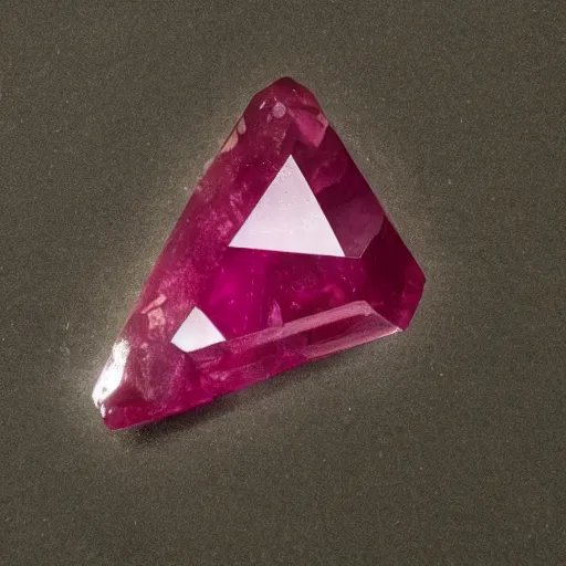 Prompt: a plant growing a polished cut ruby gemstone