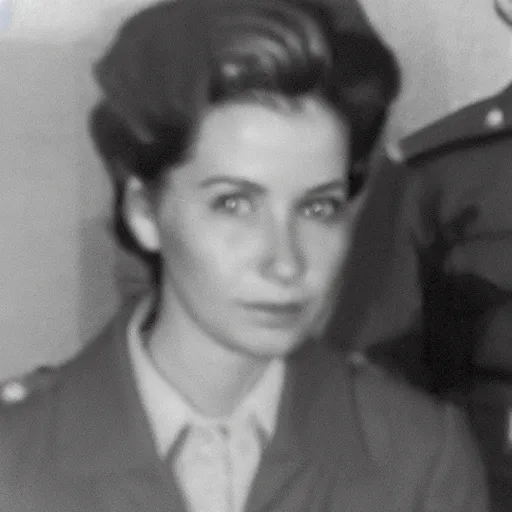 Prompt: classified photograph of agent Jeanine L'allier, eyes redacted, CIA, FBI, KGB, 1956, high quality