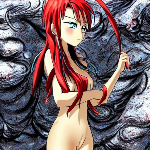 Image similar to anime goddess in lava