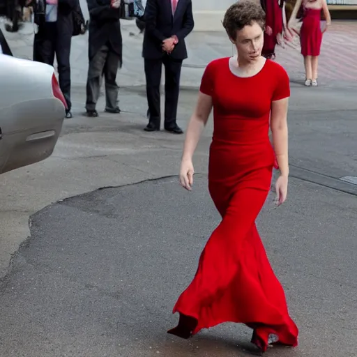 Prompt: mark zuckerberg wearing a red dress
