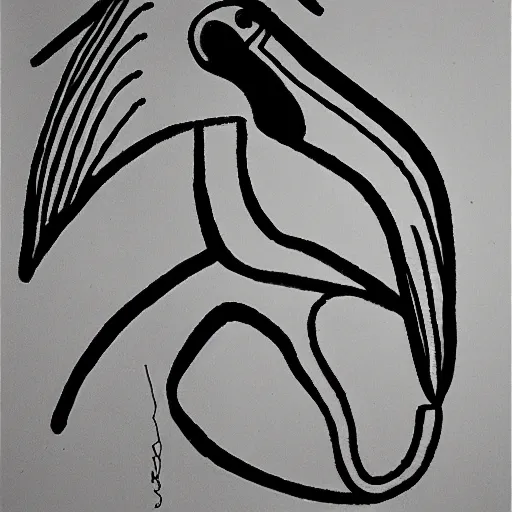 Prompt: one line drawing of a flamingo by pablo picasso