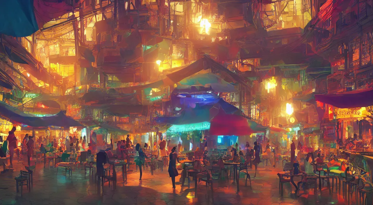 Image similar to bazaar zouk oriantal multicolorful sky shine place mosquet painting stylized digital video game icon global illumination ray tracing 8 k hd resolution, by ilya kuvshinov and cushart krentz and gilleard james