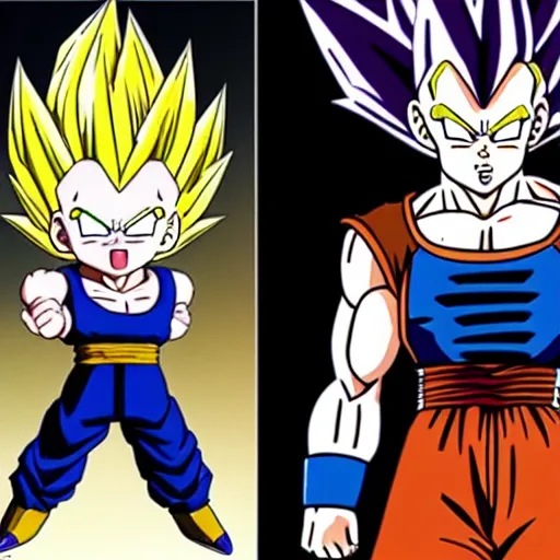 Image similar to dragon ball z vegeta with sidekick lion