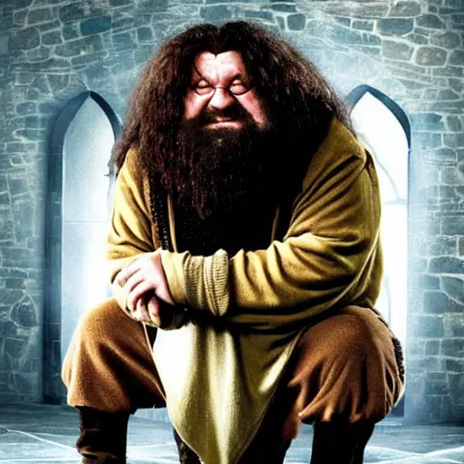 Image similar to Harry Potter, Hagrid is sitting on the toilet