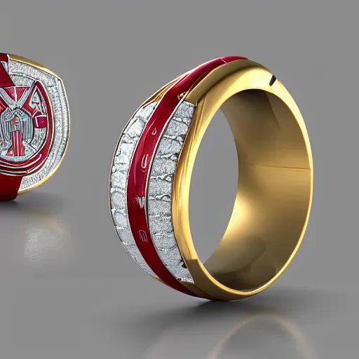 Prompt: SL Benfica championship ring, diamonds, rubys, smooth lighthing, ultradetailed, 4k, trending on artstation, devianart and cgsociety, concept art