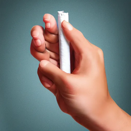 Image similar to cigarette in fingers, hand holding cigarette, hyper realistic