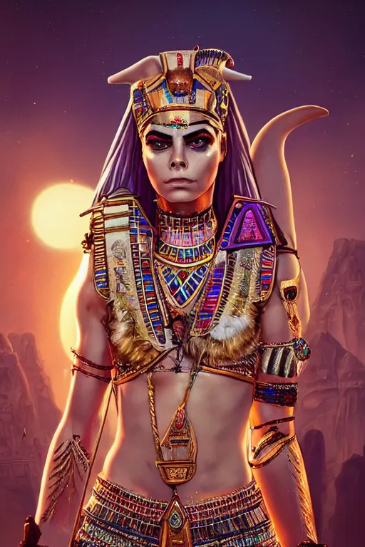 Prompt: cara delevigne as an egyptian cat goddess, vivid colors, high details, cinematic, 8k resolution, beautiful detailed, photorealistic, digital painting, artstation, concept art, smooth, sharp focus, illustration, fantasy background, artstation trending, octane render, unreal engine