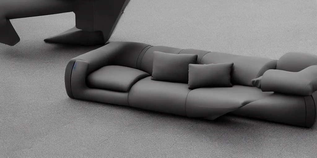 Image similar to modern sofa inspired by the f 1 1 7 nighthawk, designed by zaha hadid, product image, photography