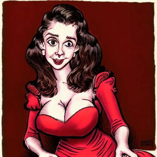 Image similar to caricature of Amouranth by R. Crumb