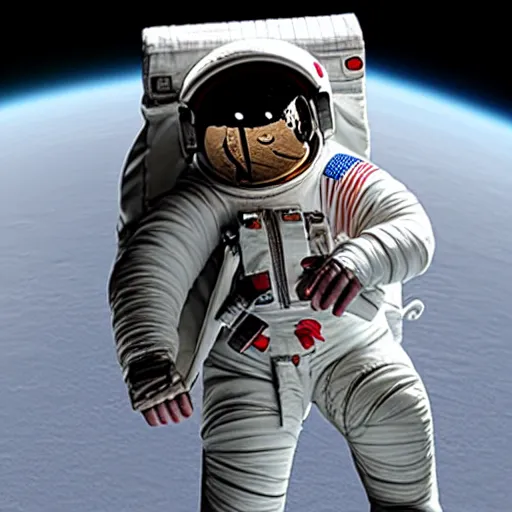 Image similar to astronaut walking in space. 3D pixar animation frame