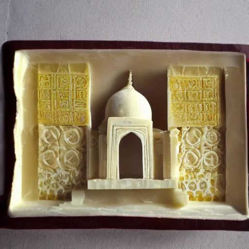 Image similar to cheese a reconstruction of the cheese taj mahal made ot of cheese, cheese
