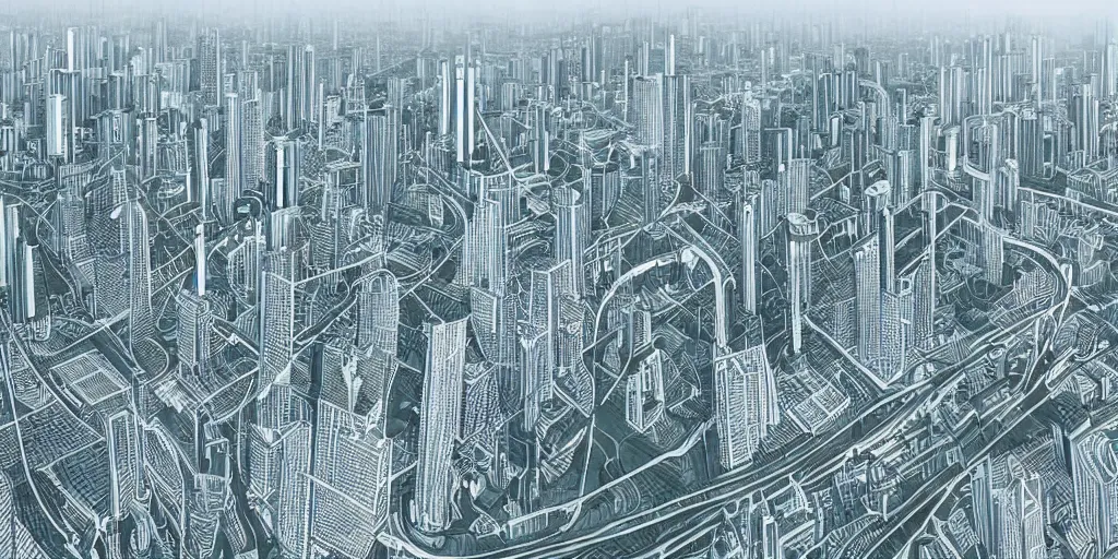 Prompt: shenzhen skyline lines concept