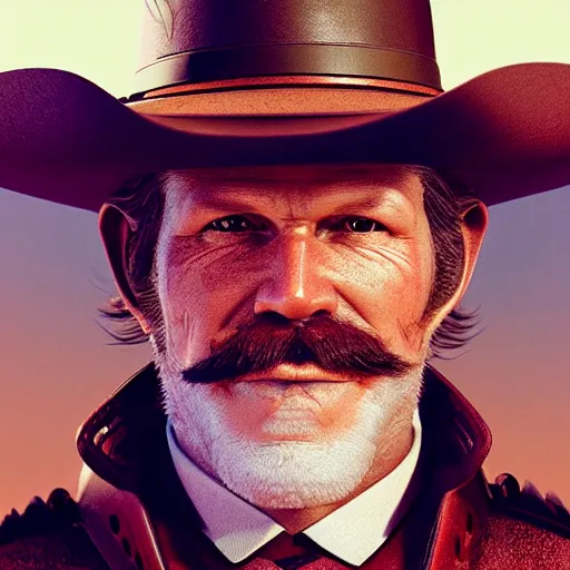 Image similar to Photorealistic Wyatt Earp as a space cowboy. Hyperdetailed photorealism, 108 megapixels, amazing depth, glowing rich colors, powerful imagery, psychedelic Overtones, 3D finalrender, 3d shading, cinematic lighting, artstation concept art