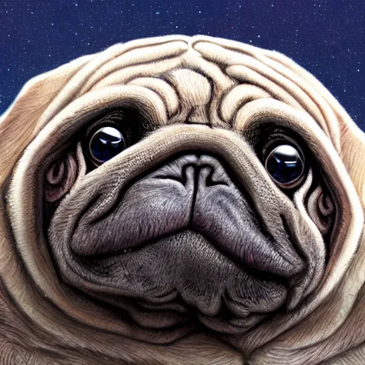 Image similar to A tardigrade with the eyes and mouth of a pug, national geographic-file-photograph, paywall-content, premium-award-winning, trending on artstation