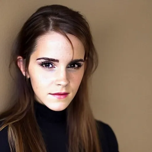 Image similar to a full - figure profile photograph of a woman who is a genetic combination of emma watson and kim kardashian