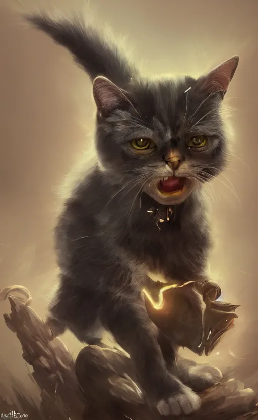 Image similar to magic cat, dynamic lighting, photorealistic fantasy concept art, trending on art station, stunning visuals, terrifying, creative, cinematic