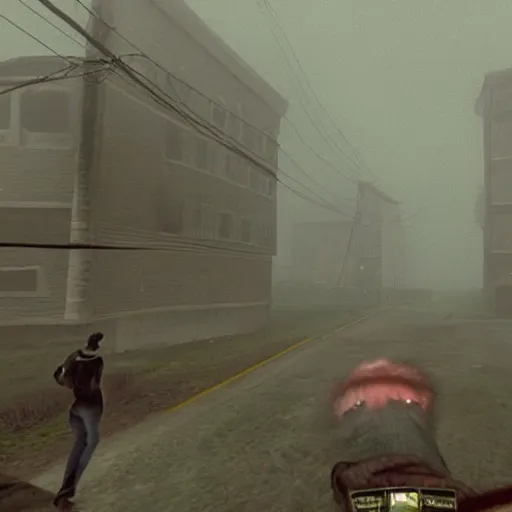 Image similar to john carpenter's the fog as a ps 1 survival horror game developed by team silent