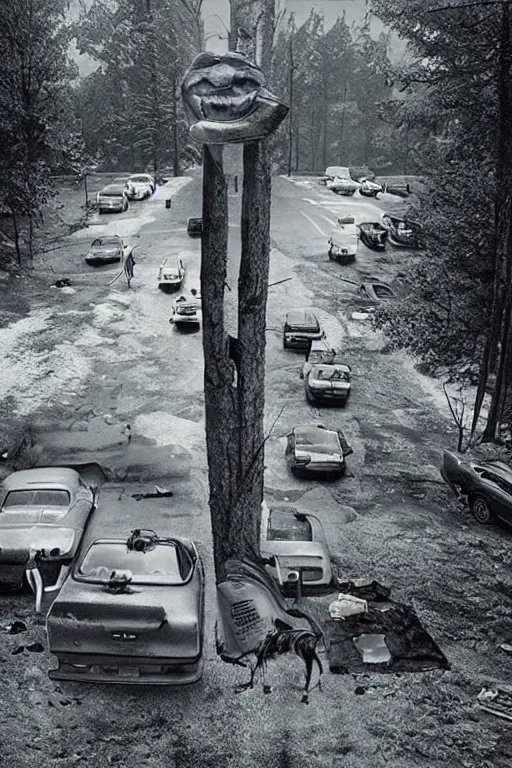 Image similar to King of psycho. Photo realistic. Gregory Crewdson. Award winning. Masterpiece, exquisite detail, post processing