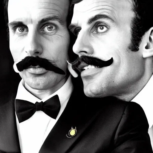 Image similar to Emmanuel macron with Freddie Mercury mustache, big mustache