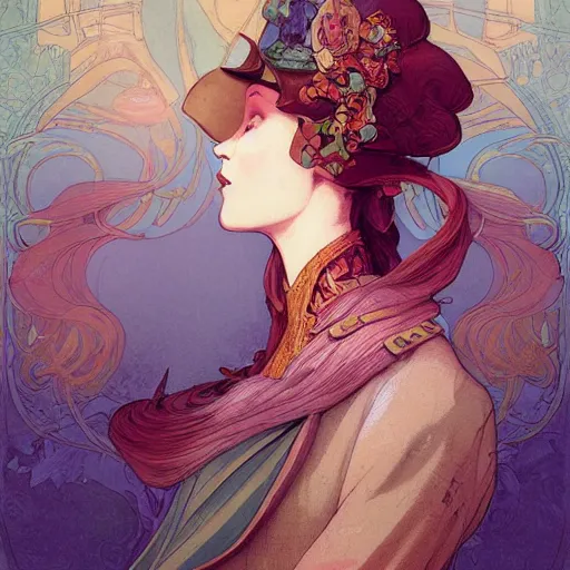 Image similar to portrait of a victorian era duc, princess girl, stylized illustration by peter mohrbacher, moebius, mucha, victo ngai, colorful comics style