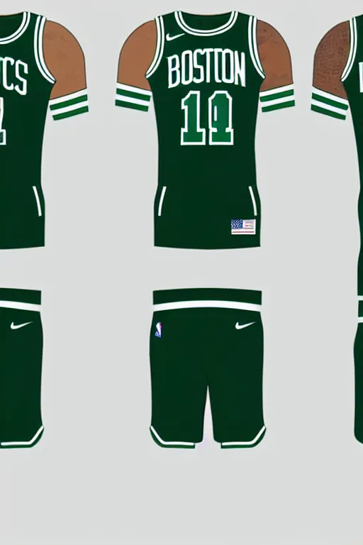 boston celtics jersey military suit, concept art, Stable Diffusion