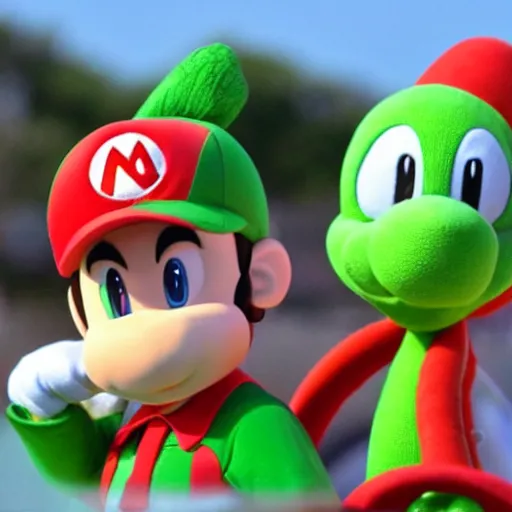 Image similar to nintendo yoshi inhales donald trump