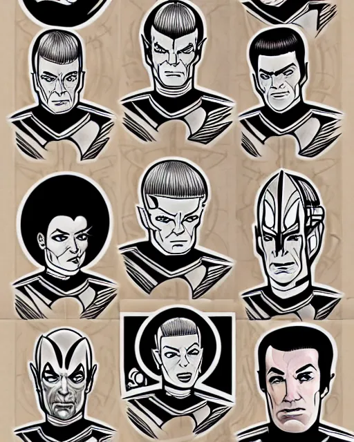 Image similar to tattoo flash art of star trek characters