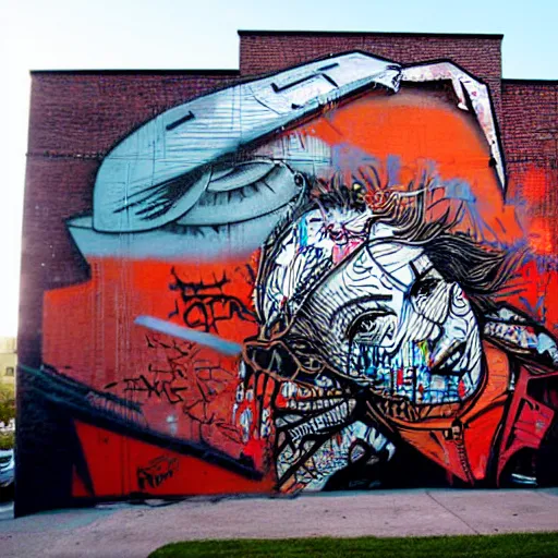 Image similar to wall with graffiti, splash painting, by swoon