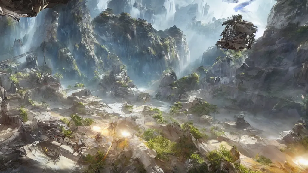 Image similar to concept art of an epic new virtual reality game, unreal engine 5