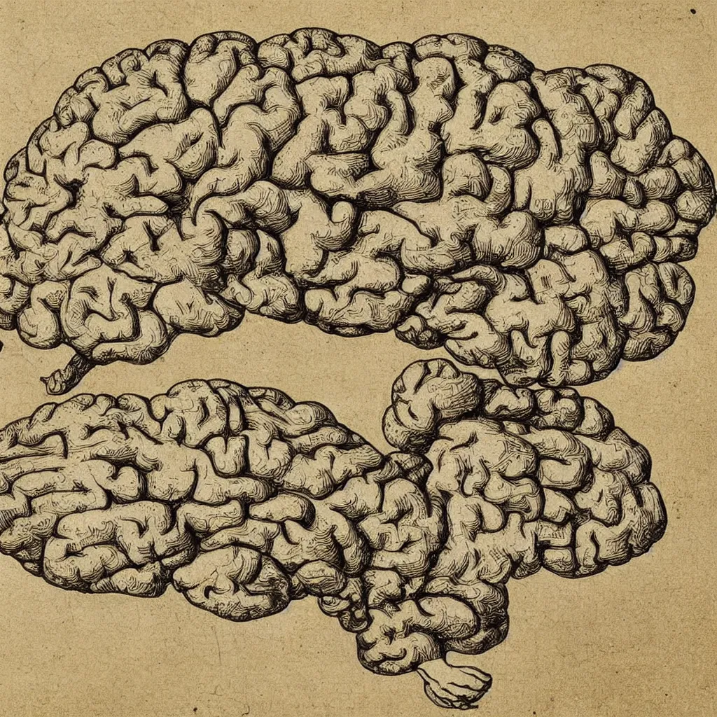 Prompt: a detailed intricate scheme of a human brain, by leonardo da vinci